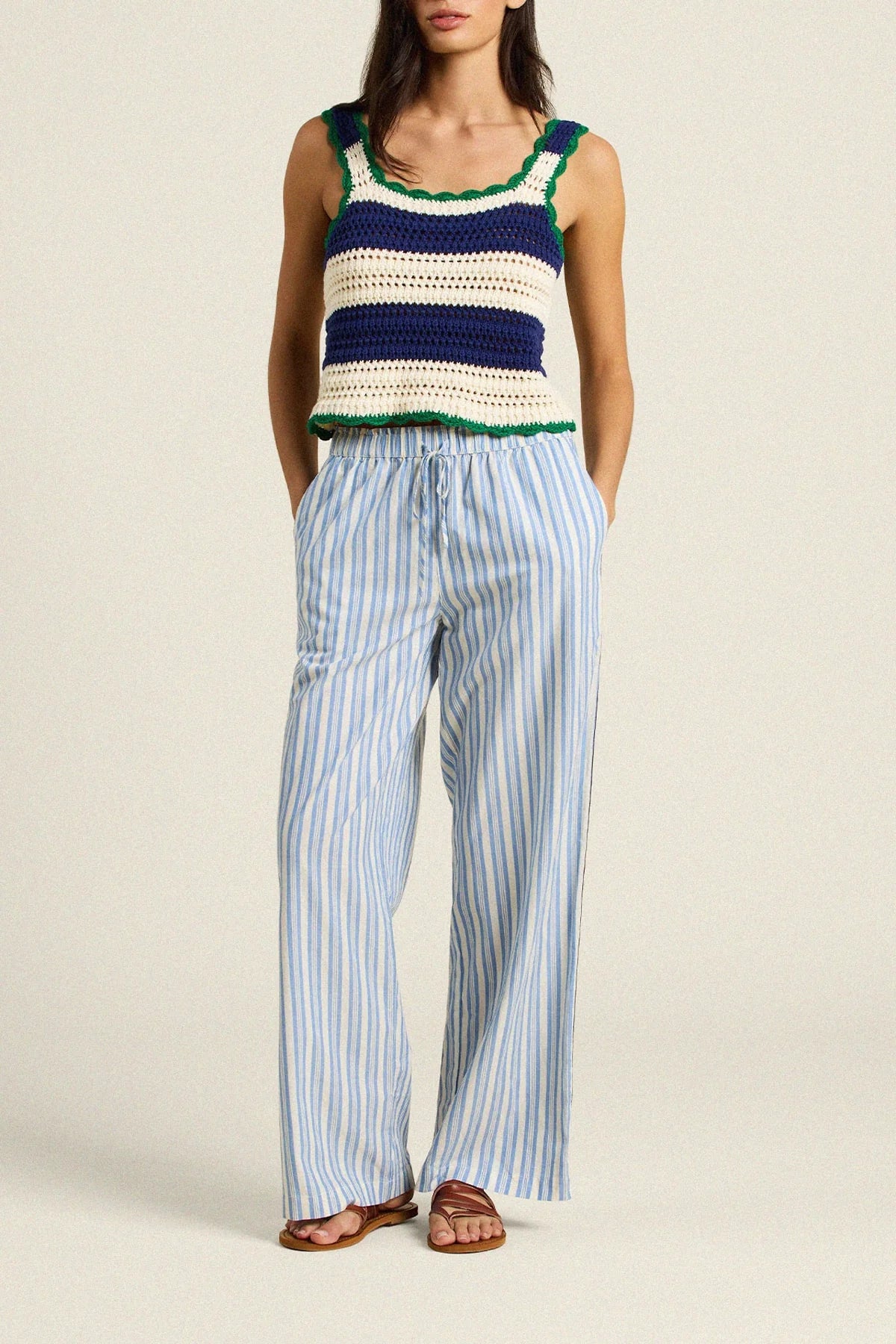 Justine Sweater Tank in Navy AW Stripe