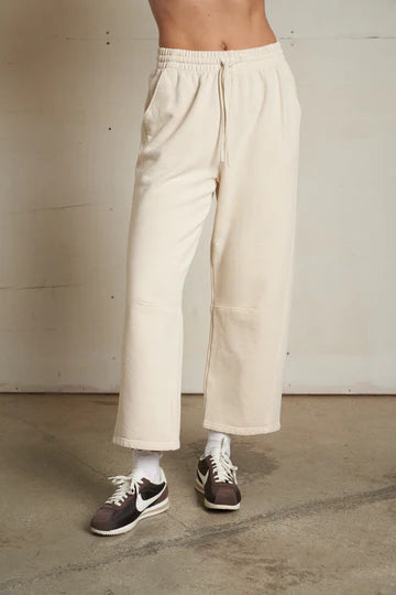 Fallon Structured Fleece Barrel Pants in Sugar